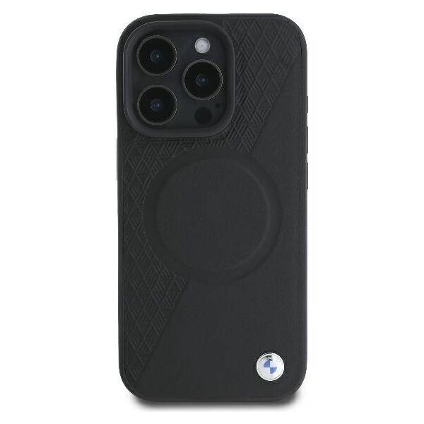 Original Case IPHONE 16 PRO BMW Hardcase Signature Leather Half Textured & Circle MagSafe (BMHMP16L23RTPK) black 3666339323424
