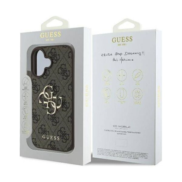 Original Case IPHONE 16 PRO Guess Hardcase 4G Big Logo (GUHCP16L4GMGBR) brown 3666339327583