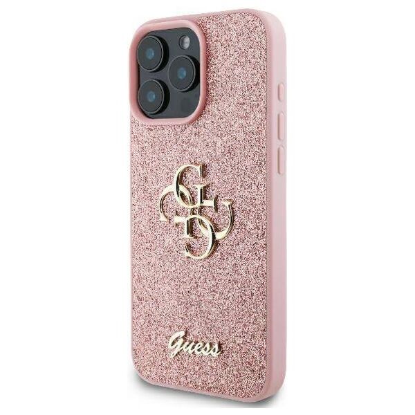 Original Case IPHONE 16 PRO Guess Hardcase Fixed Glitter Big 4G (GUHCP16LHG4SGP) pink 3666339328542