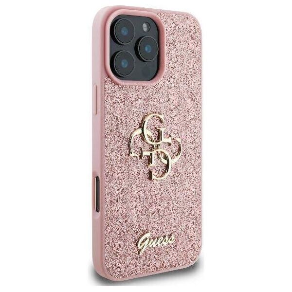 Original Case IPHONE 16 PRO Guess Hardcase Fixed Glitter Big 4G (GUHCP16LHG4SGP) pink 3666339328542
