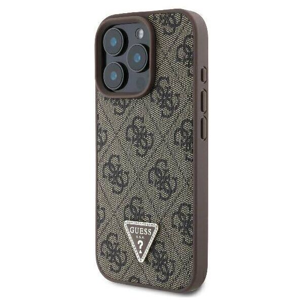 Original Case IPHONE 16 PRO Guess Hardcase Leather Metal Logo Strass Crossbody + Smycz (GUHCP16LP4TDSCPW) brown 3666339328665