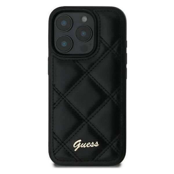 Original Case IPHONE 16 PRO Guess Hardcase Quilted Metal Logo (GUHCP16LPSQSQSK) black 3666339345068