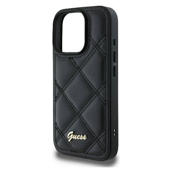 Original Case IPHONE 16 PRO Guess Hardcase Quilted Metal Logo (GUHCP16LPSQSQSK) black 3666339345068