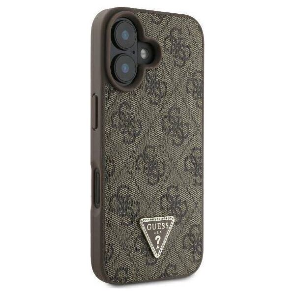 Original Case IPHONE 16 PLUS Guess Hardcase Leather 4G Triangle Strass MagSafe (GUHCP16MP4TDPW) brown 3666339327415