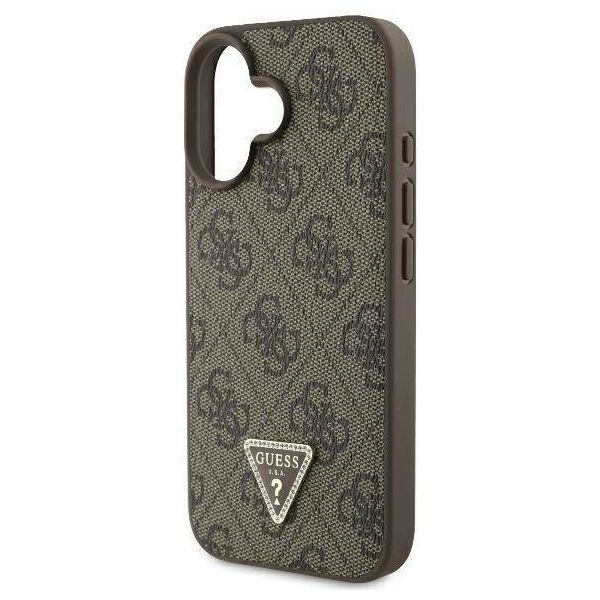 Original Case IPHONE 16 PLUS Guess Hardcase Leather 4G Triangle Strass MagSafe (GUHCP16MP4TDPW) brown 3666339327415