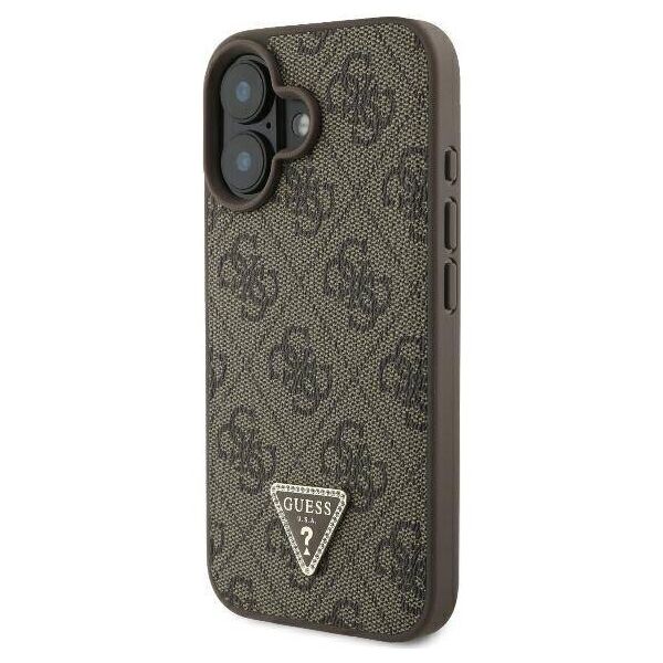 Original Case IPHONE 16 Guess Hardcase Leather 4G Triangle Strass MagSafe (GUHCP16SP4TDPW) brown 3666339327408
