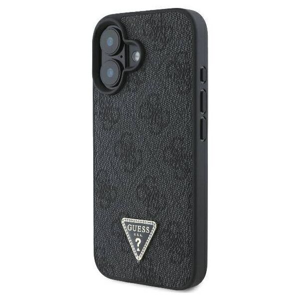 Original Case IPHONE 16 Guess Hardcase Leather Metal Logo Strass Crossbody + Smycz (GUHCP16SP4TDSCPK) black 3666339328603