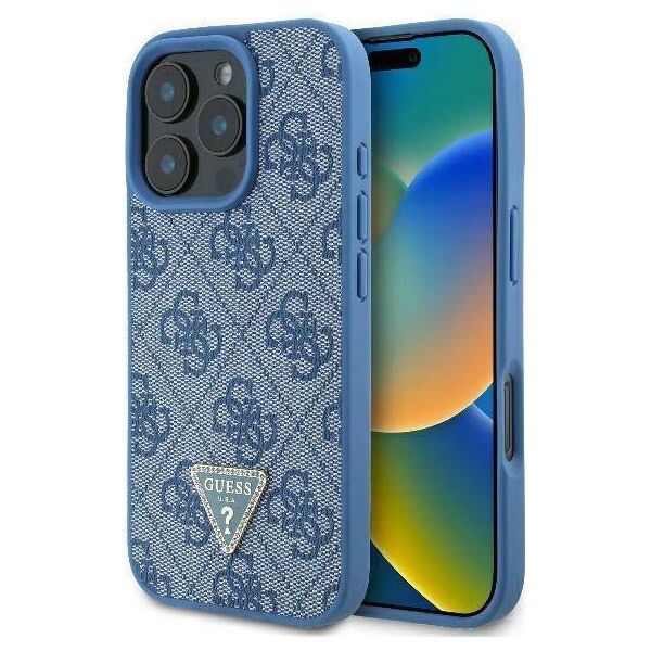 Original Case IPHONE 16 PRO MAX Guess Hardcase Leather 4G Triangle Strass MagSafe (GUHCP16XP4TDPB) blue 3666339327477