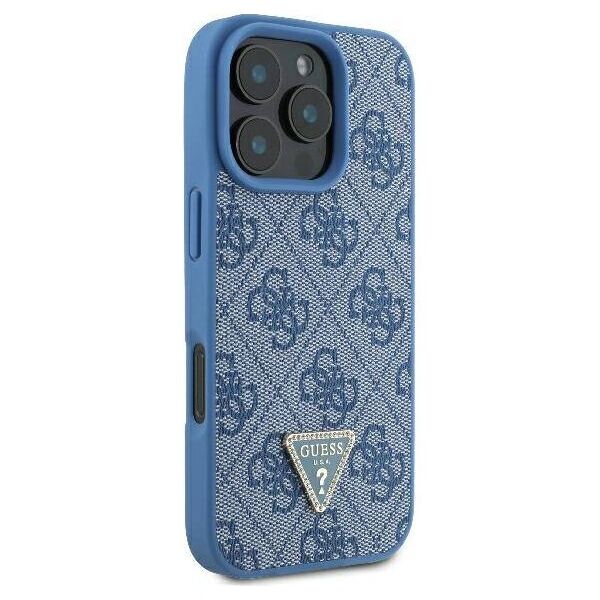 Original Case IPHONE 16 PRO MAX Guess Hardcase Leather Metal Logo Strass Crossbody + Smycz (GUHCP16XP4TDSCPB) blue 3666339328719