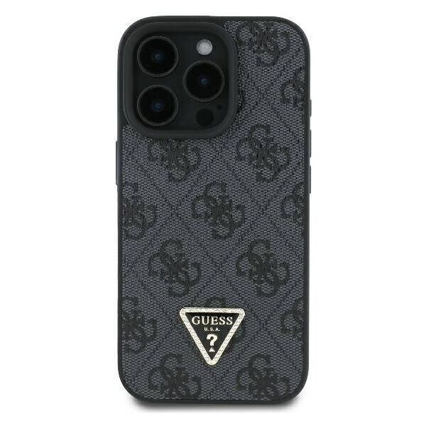 Original Case IPHONE 16 PRO MAX Guess Hardcase Leather Metal Logo Strass Crossbody + Smycz (GUHCP16XP4TDSCPK) black 3666339328634