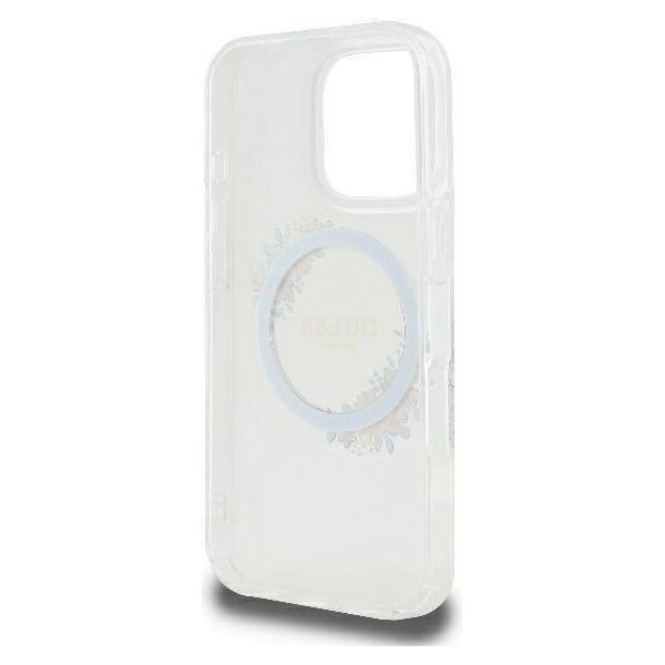 Original Case IPHONE 16 PRO MAX Guess Hardcase IML Flowers Wreath MagSafe (GUHMP16XHFWFCT) transparent 3666339311452
