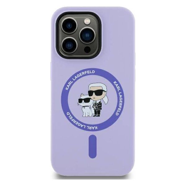 Original Case IPHONE 14 PRO MAX Karl Lagerfeld Hardcase Silicone KC Heads Ring MagSafe (KLHMP14XSCMKCRHU) purple 3666339254315