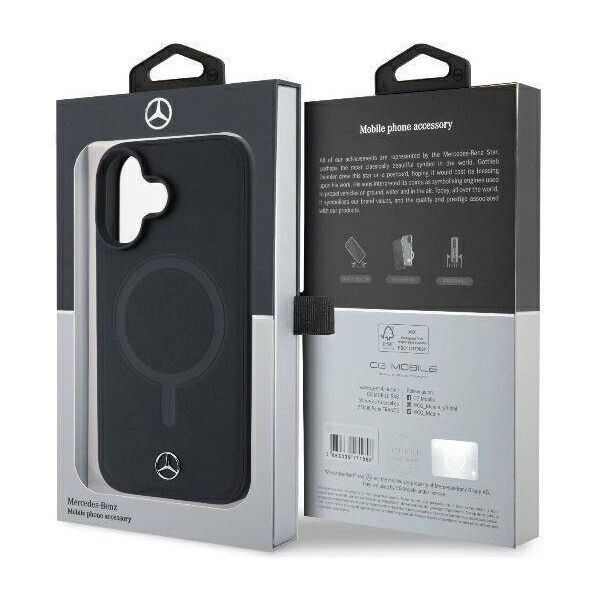 Original Case IPHONE 16 Mercedes Hardcase Plain Smooth Leather MagSafe (MEHMP16S23RCMK) black 3666339312701