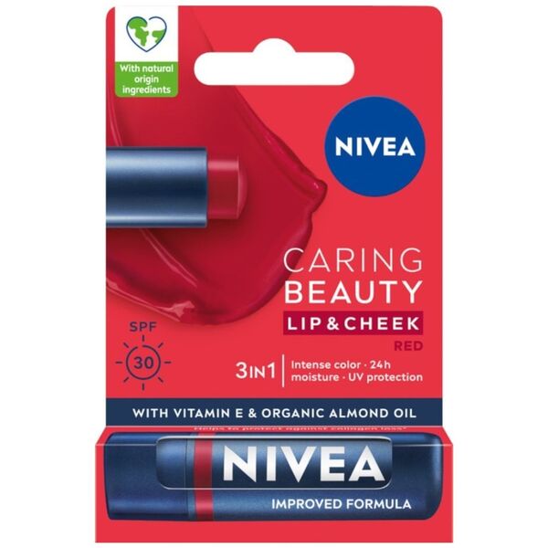 Nivea NIVEA_Caring Beauty 3w1 pomadka pielęgnująca Red 4,8g