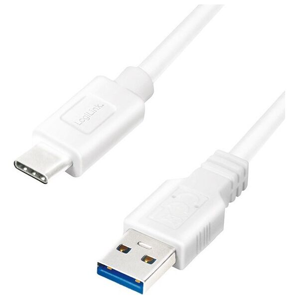 Kabel USB LogiLink USB-A - USB-C 1 m Biały (CU0174)