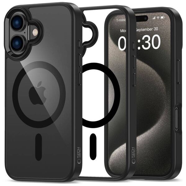 Case IPHONE 16 Tech-Protect Magmat MagSafe Clear black 5906302311125
