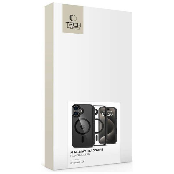 Case IPHONE 16 Tech-Protect Magmat MagSafe Clear black 5906302311125