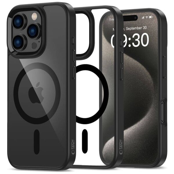 Case IPHONE 16 PRO Tech-Protect Magmat MagSafe Clear black 5906302311149