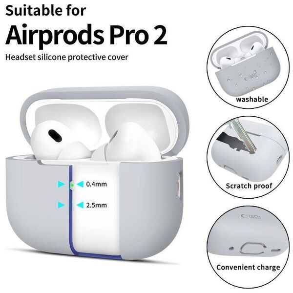 Case APPLE AIRPODS PRO 1 / 2 Tech-Protect Silicone Crayon gray 5906302313679