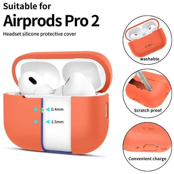 Case APPLE AIRPODS PRO 1 / 2 Tech-Protect Silicone Neon orange 5906302313716