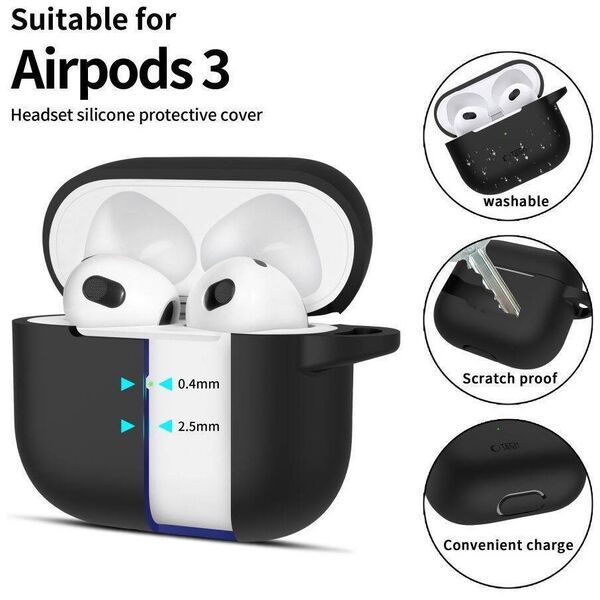 Case APPLE AIRPODS 3 Tech-Protect Silicone black 5906302375073