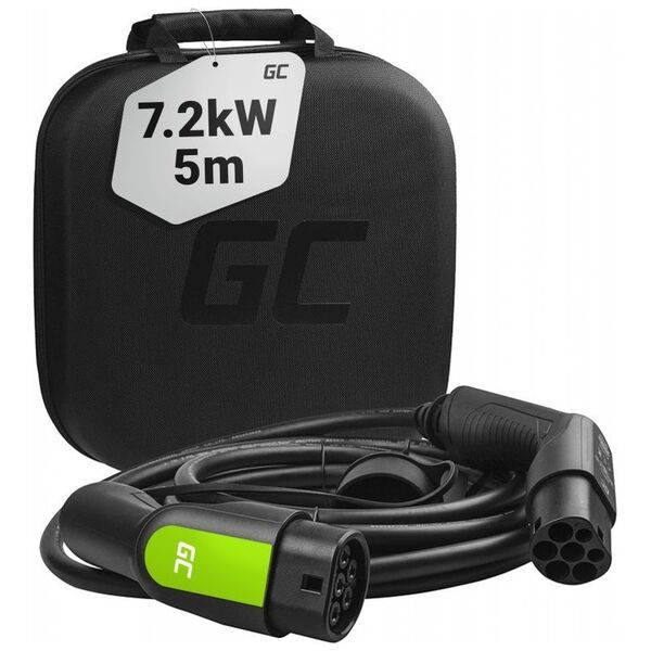 Kabel do ładowania samochodów Green Cell EV09 Type 2 7.2kW 5m