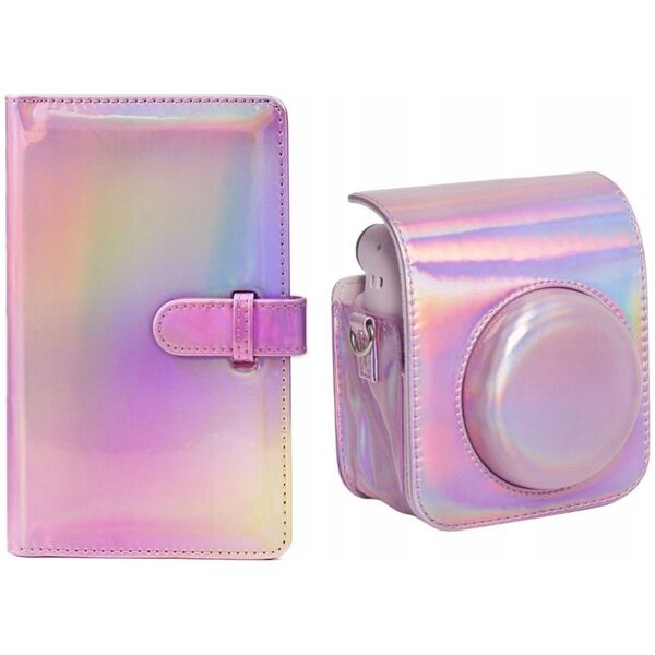 Pokrowiec LoveInstant Futerał Etui Pokrowiec Do Fujifilm Instax Mini 12 + Album Na 96 Zdjęć / Różowy Błysk