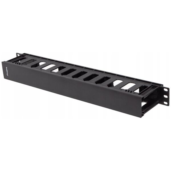 Organizer Lanberg Organizer kabli Lanberg AK-1703-B 19" 1U plastikowy z zaślepką typ A czarny