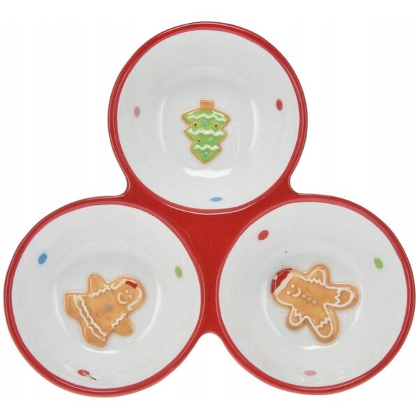 Home Styling Collection Naczynie do serwowania, trzy przegrody, 19 x 19 cm, GINGERBREAD