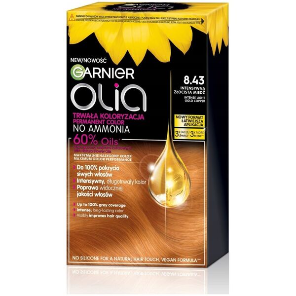 Alkotest GARNIER_Olia farba do włosów 8.43 Intense Light Gold