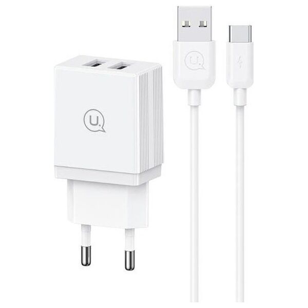 Ładowarka Usams USAMS Ład. siec. 2xUSB-A + kabel USB-C/ USB-A Fast Charging biały/white series HC HCXLTZ03
