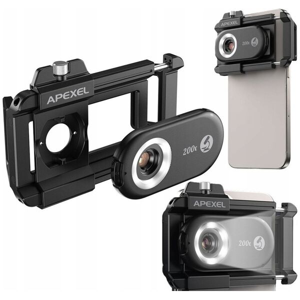 Apexel Obiektyw MIKROSKOP CYFROWY 200x z filtrem CPL do Telefonu Smartfona Telefon / APL-MS200