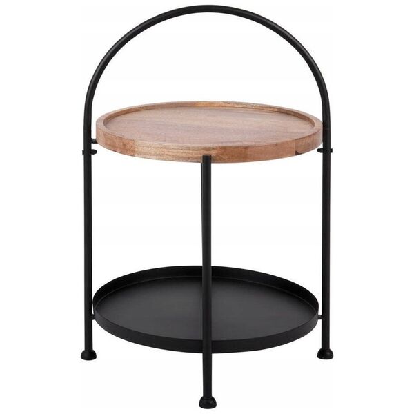 Boltze Mały stolik kawowy okrągły TRAY z blatem z drewna mango, Ø 39 x 55 cm