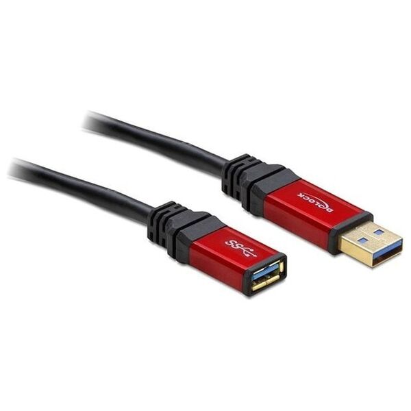 Kabel USB Delock USB-A - USB-A 1 m Czerwony Czarny (82752)