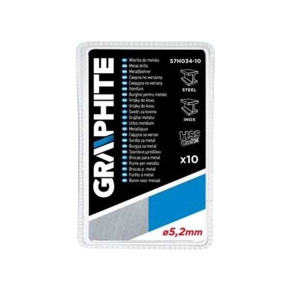 Wiertło Graphite do metalu kobaltowe walcowe 5,2mm 10szt. (57H034-10)
