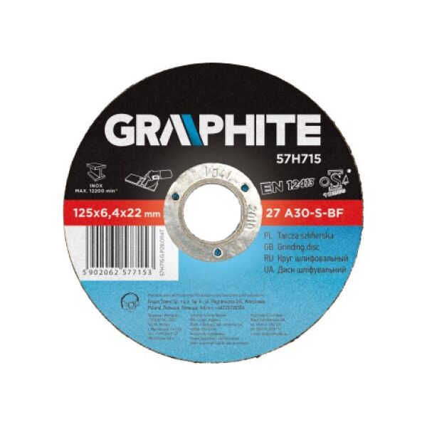 Graphite Tarcza szlifierska do metalu 125x6.4x22.2mm (57H715)