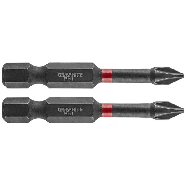 Graphite Końcówka wkrętakowa (Bity udarowe PH1 x 50 mm, 2 szt.)