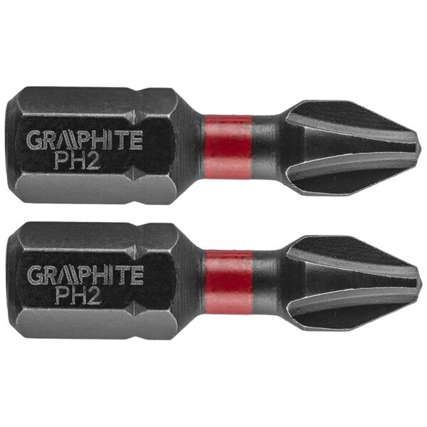 Graphite Końcówka wkrętakowa (Bity udarowe PH2 x 25 mm, 2 szt.)