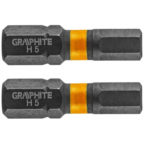 Graphite Końcówka wkrętakowa (Bity udarowe HEX5 x 25 mm, 2 szt.)