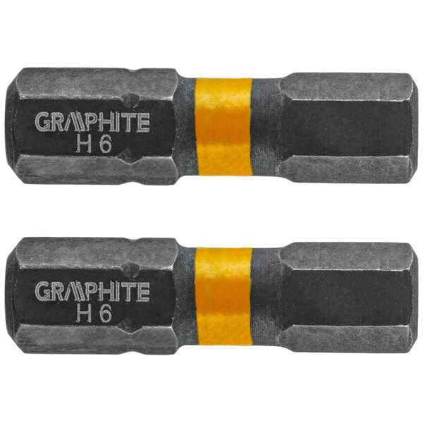Graphite Końcówka wkrętakowa (Bity udarowe HEX6 x 25 mm, 2 szt.)