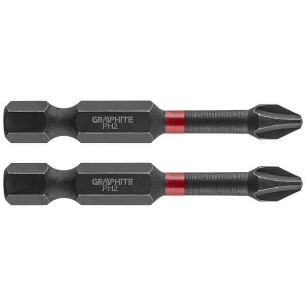 Graphite Końcówka wkrętakowa (Bity udarowe PH2 x 50 mm, 2 szt.)