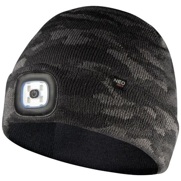 Neo Czapka z latarką (Czapka z latarką LED, dwuwarstwowa, CAMO URBAN)