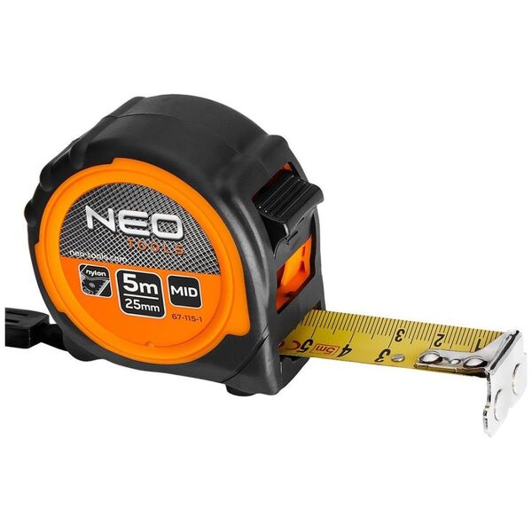 Neo 67-115-1 MIARA ZWIJANA STALOWA 5 M X 25 MM, MAGNES NEO TOOLS