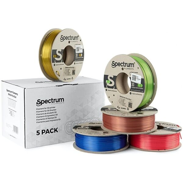 Długopis 3D Spectrum Spectrum 3D filament, PLA Silk, 1,75mm, 5x250g, 80750, mix Glorious Gold, Spicy Copper, Apple Green, Ruby Red, Indigo Blue