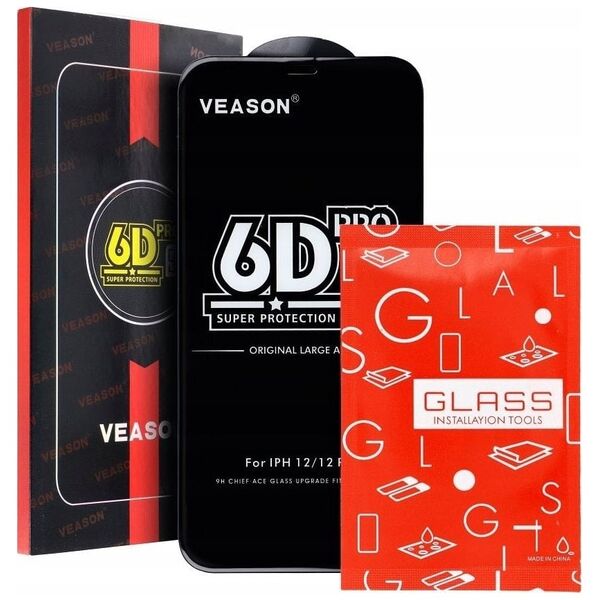 SZKŁO 6D IPHONE 15 PRO SZKŁO PROFILOWANE HARTOWANE FULL COVER CZARNA RAMKA
