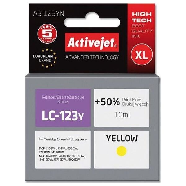Tusz Activejet tusz AB-123YN / LC123Y (yellow)