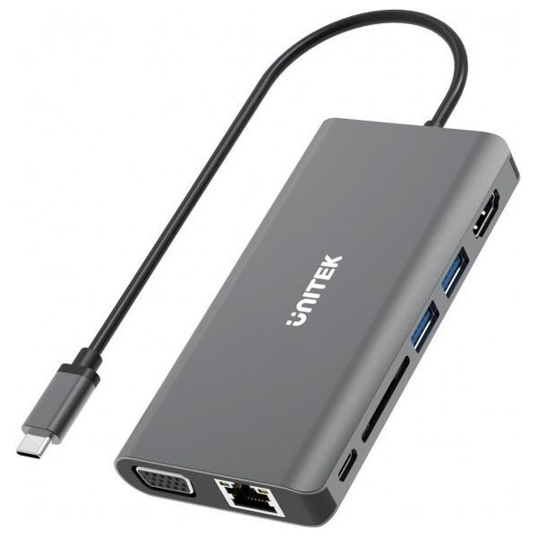 Stacja/replikator Unitek Hub USB TYP-C 8w1 100W (D1019B)