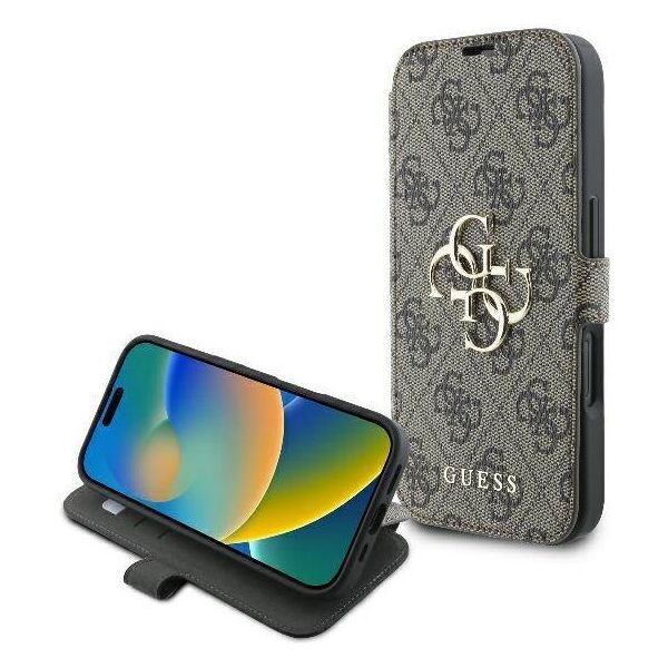 Original Case IPHONE 16 PLUS Guess Book 4G Metal Logo (GUBKP16M4GMGBR) brown 3666339346171