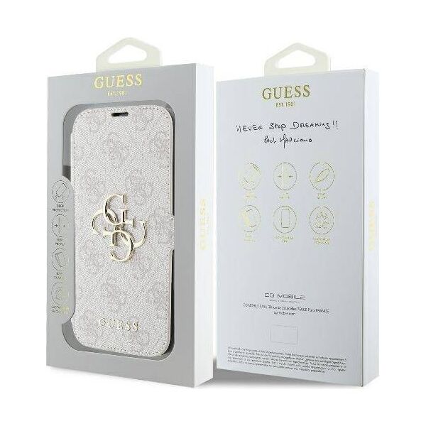 Original Case IPHONE 16 PLUS Guess Book 4G Metal Logo (GUBKP16M4GMGPII) pink 3666339346232
