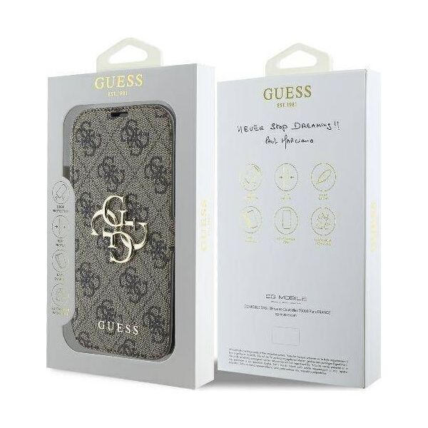 Original Case IPHONE 16 Guess Book 4G Metal Logo (GUBKP16S4GMGBR) brown 3666339346164